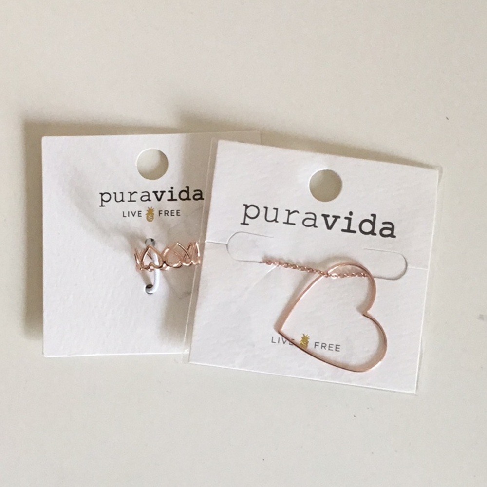 Pura Vida Simple Rose Gold Heart Earring and Necklace Set